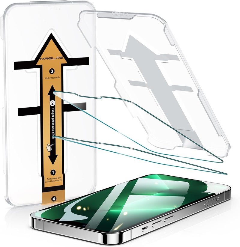 MRGLAS 2 Packs Screen Protector for iPhone 13/13 Pro [9H+ Military-Grade Aerospace Glass][Auto-Alignment Kits] Shatterproof Tempered Glass Film for 13/13 Pro 6.1" Zero-Bubble - Image 1