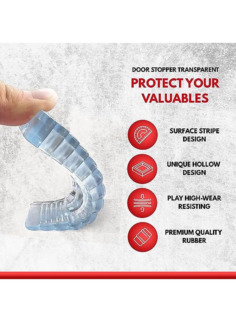 Door Stops - Pack of 4 Rubber Security Wedge for Bottom of on Carpet, Concrete, Tile, Linoleum & Wood - Heavy Duty Stoppers, For All Floor Types, Decorative Stopper - Image 2