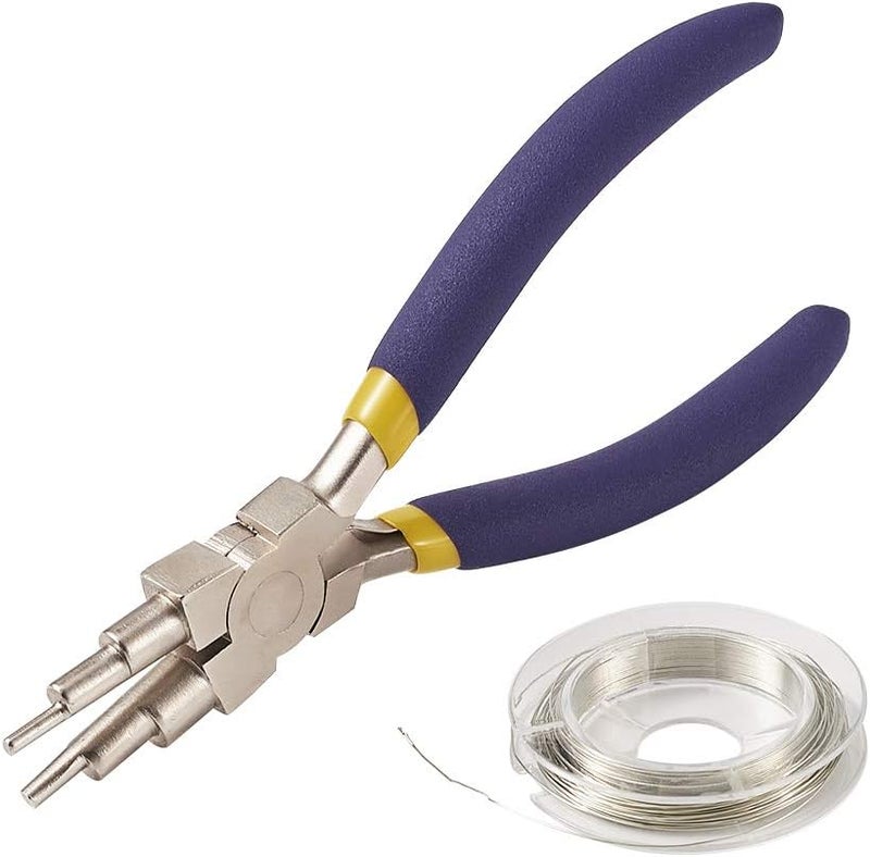 BB Beadthoven Beadthoven 1-Piece 6 in 1 Wire Looper Multi-Size Loping Pliers with 0.3mm Copper Wire Bail Ring Making Tool Forming Pliers Non-Slip Comfort Grip Handle for 3mm to 10mm Loops and Jump Rings - Image 1