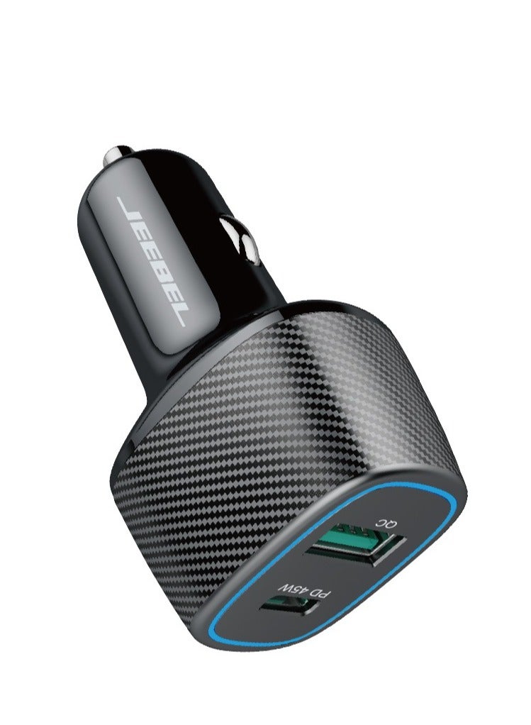 Jeebel Car mobile charger with a PD port and a USB port, high quality, with a power of 63 watts