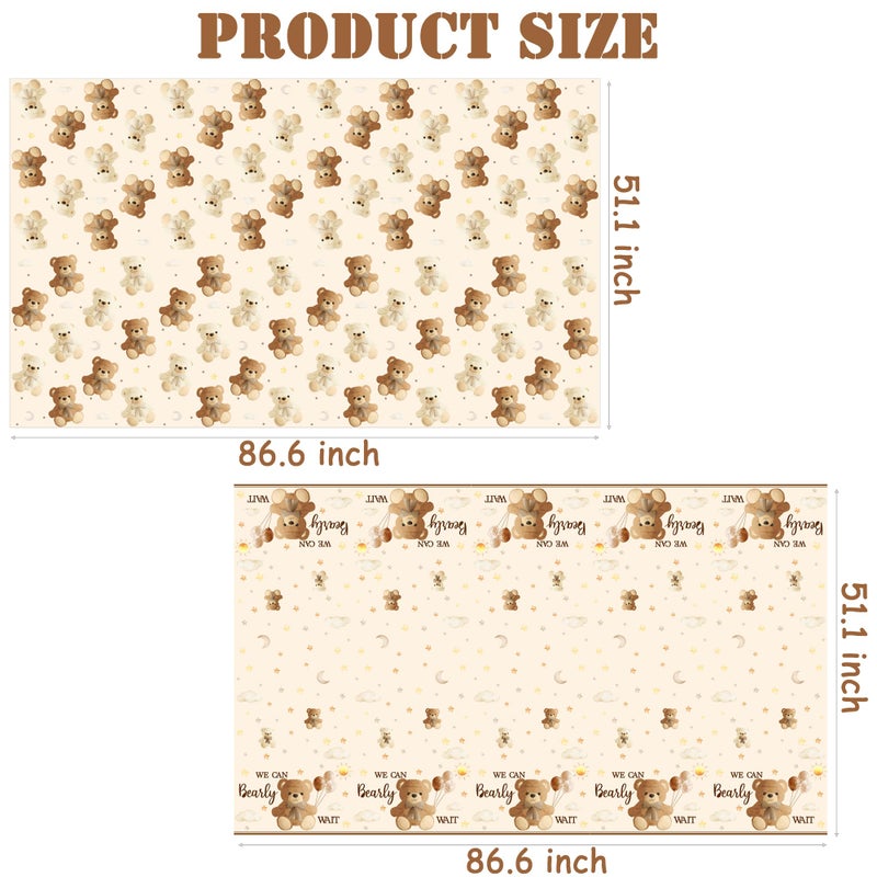 umoni Bear Tablecloth 2PCS We Can Bearly Wait Baby Shower Supplies Teddy Bear Party Table Covers Brown Bearly Wait Table Decorations for Bear Theme Birthday Party Decor - Image 5