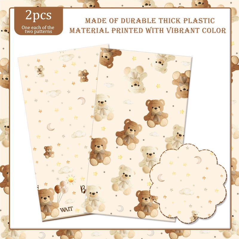 umoni Bear Tablecloth 2PCS We Can Bearly Wait Baby Shower Supplies Teddy Bear Party Table Covers Brown Bearly Wait Table Decorations for Bear Theme Birthday Party Decor - Image 3