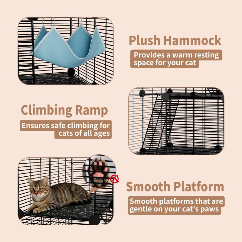 STILLCOVE Large Cat Cage Indoor: Enclosed Cat Enclosure DIY Pet Playpen Detachable Metal Wire Kennel Sturdy Crate with Hammock for Cats Kitten - Image 2