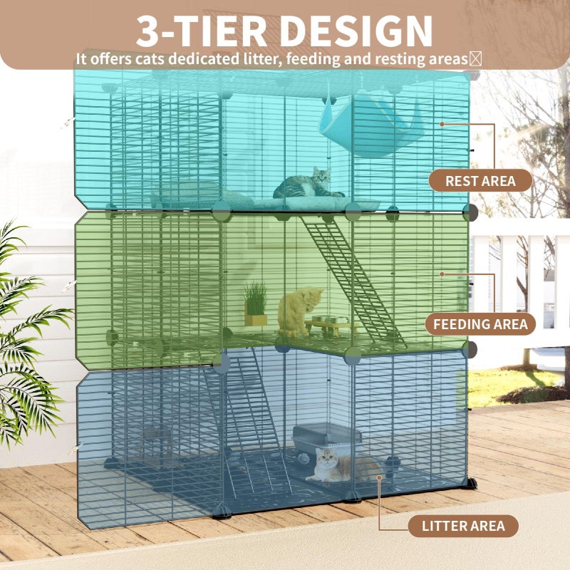 STILLCOVE Large Cat Cage Indoor: Enclosed Cat Enclosure DIY Pet Playpen Detachable Metal Wire Kennel Sturdy Crate with Hammock for Cats Kitten - Image 5