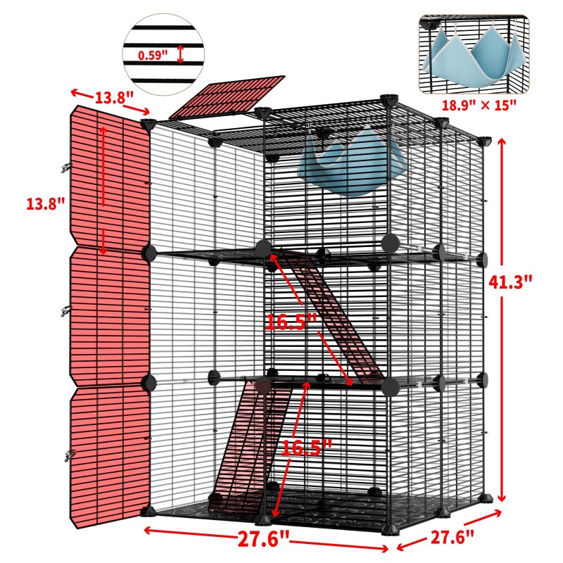 STILLCOVE Large Cat Cage Indoor: Enclosed Cat Enclosure DIY Pet Playpen Detachable Metal Wire Kennel Sturdy Crate with Hammock for Cats Kitten - Image 3