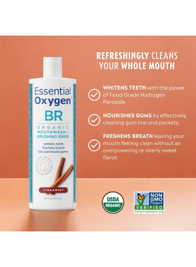 Essential Oxygen غسول فم طبيعي معتمد عضوي من إيسينشال أوكسيجن لتنظيف الأسنان - مجموعة من قطعتين 16 أونصة، بنكهة القرفة والنعناع - Image 2