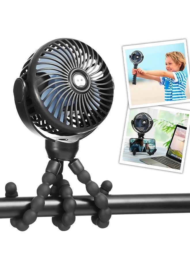 KANGLI Baby Stroller Fan, Rechargeable Portable Fan , 3 Wind Speed, 360-Degree Rotation, Ultra-Low Noise Level, Safe Mini Fan for Your Baby (Black) - Image 4
