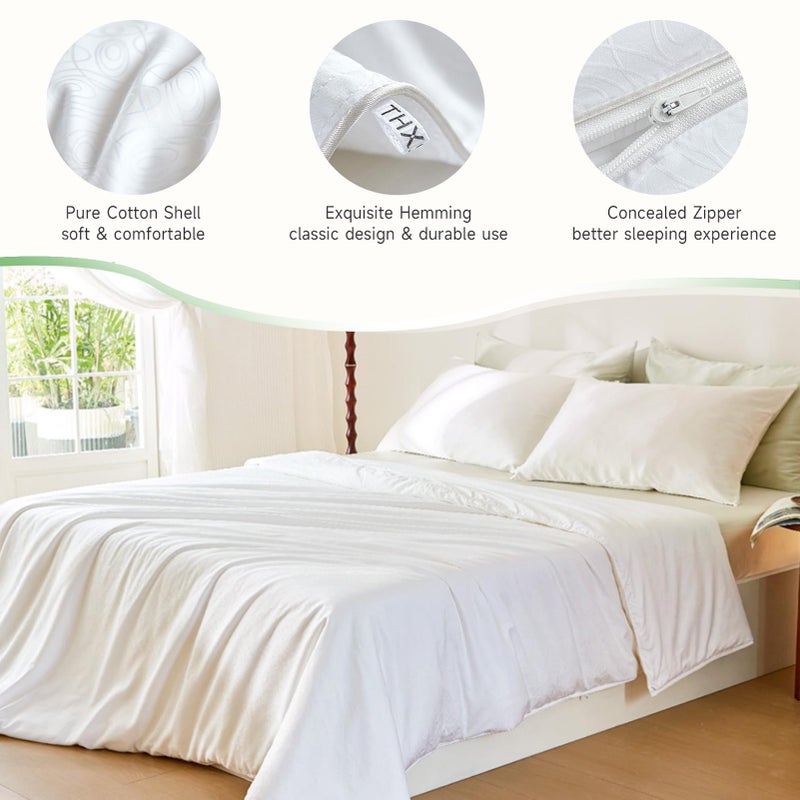 THXSILK All Season Mulberry Silk Comforter/Duvet/Quilt, 100% Grade 7A Natural Long Strand Silk Bedding, Pure Cotton Shell(White), Queen Size 87in x 91in/220cm x 230cm, Silk Weight 2.76lb/1.25kg - Image 5
