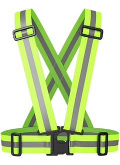 Scrolls Reflective Adjustable High Visibility Cross-Belt Harnes safety Vest, Reflective Running Gear, High Visible Reflective Gear for Sports Outdoor Cycling Supplies Protective Night Running, Adjustable Vest- Fluorescent Yellow-Green  - Image 1