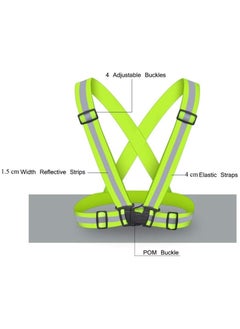 Scrolls Reflective Adjustable High Visibility Cross-Belt Harnes safety Vest, Reflective Running Gear, High Visible Reflective Gear for Sports Outdoor Cycling Supplies Protective Night Running, Adjustable Vest- Fluorescent Yellow-Green  - Image 2