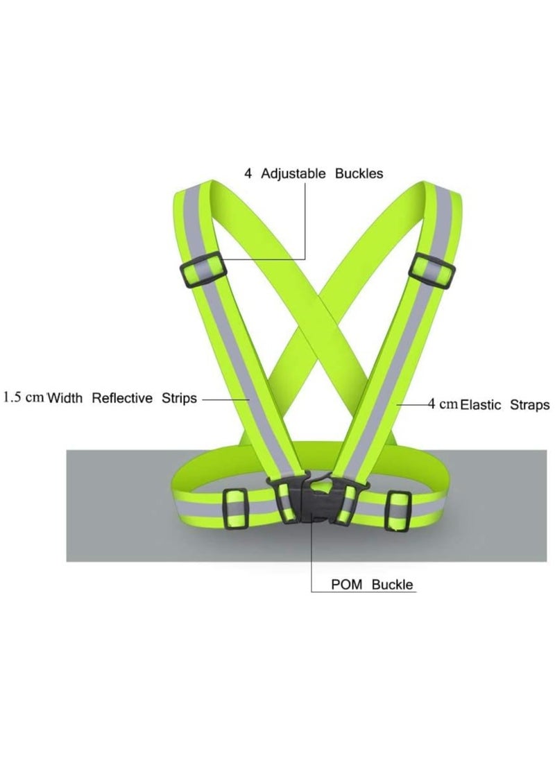 Scrolls Reflective Adjustable High Visibility Cross-Belt Harnes safety Vest, Reflective Running Gear, High Visible Reflective Gear for Sports Outdoor Cycling Supplies Protective Night Running, Adjustable Vest- Fluorescent Yellow-Green  - Image 2