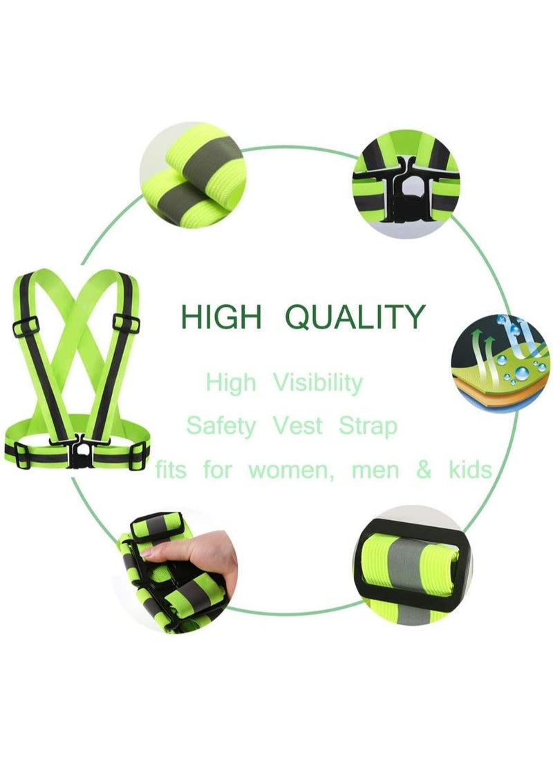 Scrolls Reflective Adjustable High Visibility Cross-Belt Harnes safety Vest, Reflective Running Gear, High Visible Reflective Gear for Sports Outdoor Cycling Supplies Protective Night Running, Adjustable Vest- Fluorescent Yellow-Green  - Image 4