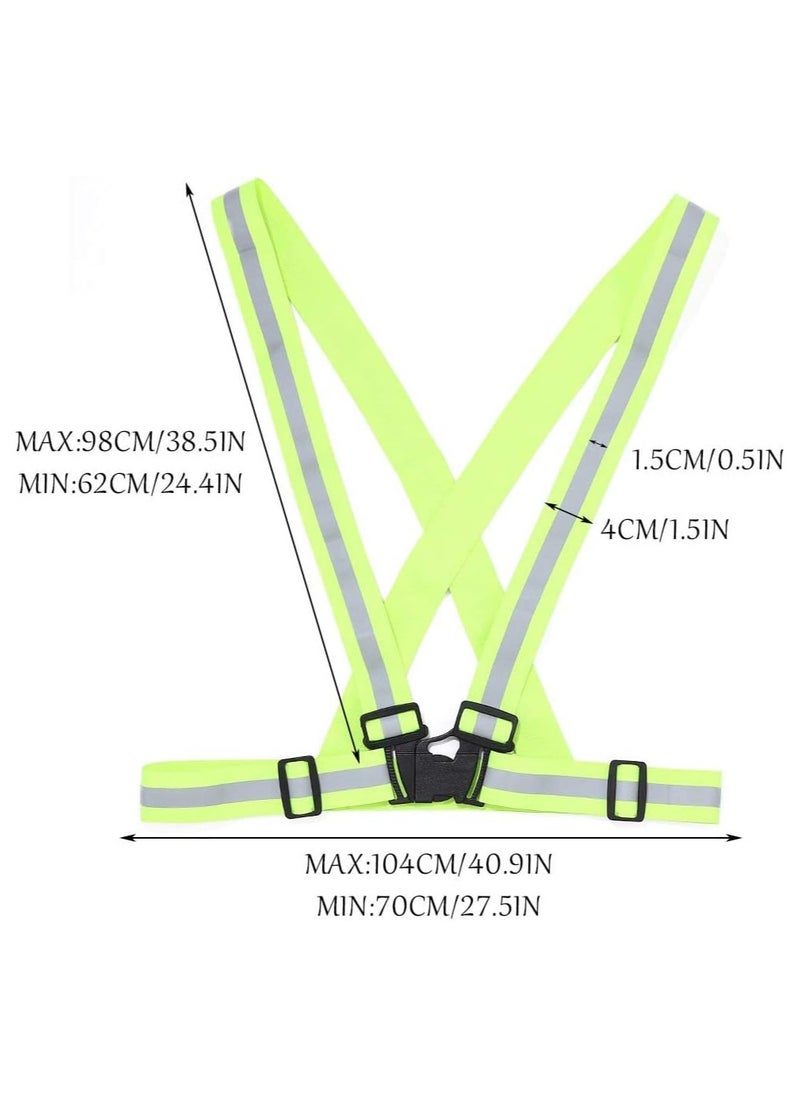 Scrolls Reflective Adjustable High Visibility Cross-Belt Harnes safety Vest, Reflective Running Gear, High Visible Reflective Gear for Sports Outdoor Cycling Supplies Protective Night Running, Adjustable Vest- Fluorescent Yellow-Green  - Image 5