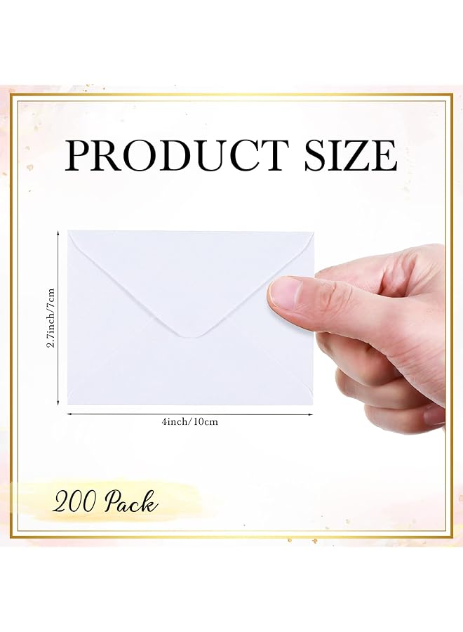 erorex 200 Count Mini Gift Card Envelopes Bulk Wedding Pocket Small Paper Envelopes Gift Card Sleeves Greeting Business Card Envelopes Tiny Envelope For Mother'S Day 4 X 2.7 Inch White - Image 2