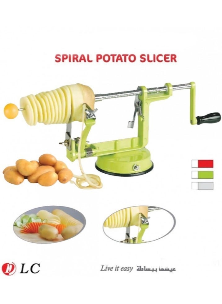 D L C Manual Spiral Potato Slicer Vegetable Cutter with Suction Base - Image 1