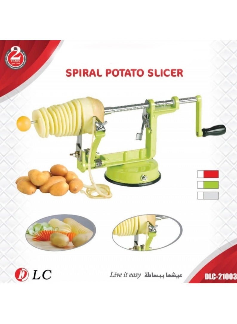 D L C Manual Spiral Potato Slicer Vegetable Cutter with Suction Base - Image 2