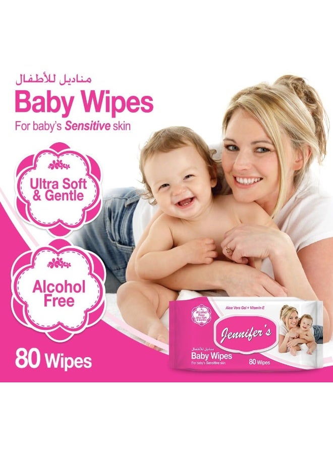 Jennifer's Aloe Vera Gel And Vitamin E Baby Wipes 80's - Image 2