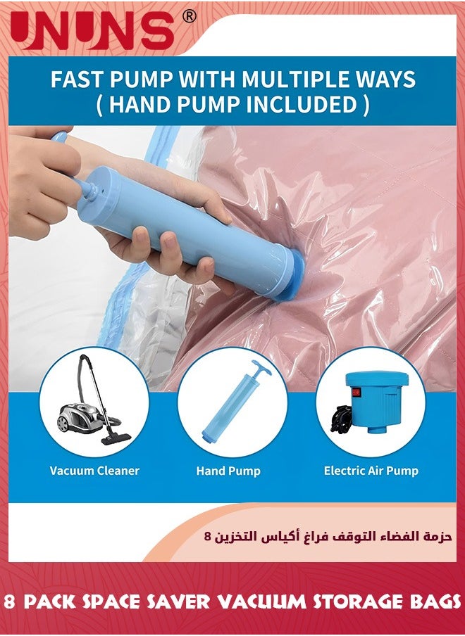 UNUNS Vacuum Storage Bags 8 Jumbo Pack,4 Different Sizes Vacuum Seal Bag With Free Hand Pump,Large Space Saver Compression Storage Bag,Vacuum Seal Bags For Clothes Comforters Blanket Pillows Bedding  - Image 4