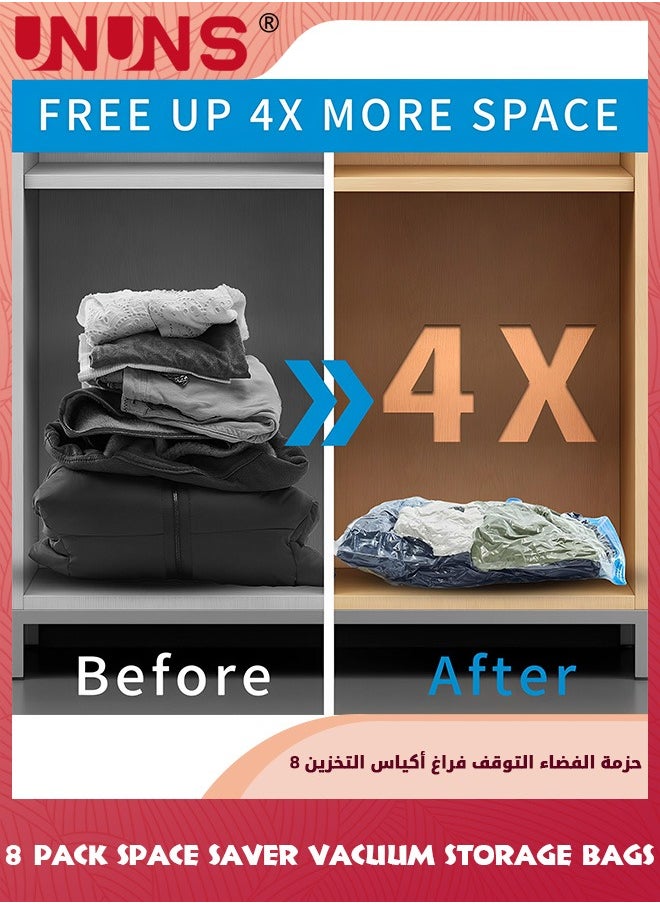 UNUNS Vacuum Storage Bags 8 Jumbo Pack,4 Different Sizes Vacuum Seal Bag With Free Hand Pump,Large Space Saver Compression Storage Bag,Vacuum Seal Bags For Clothes Comforters Blanket Pillows Bedding  - Image 3