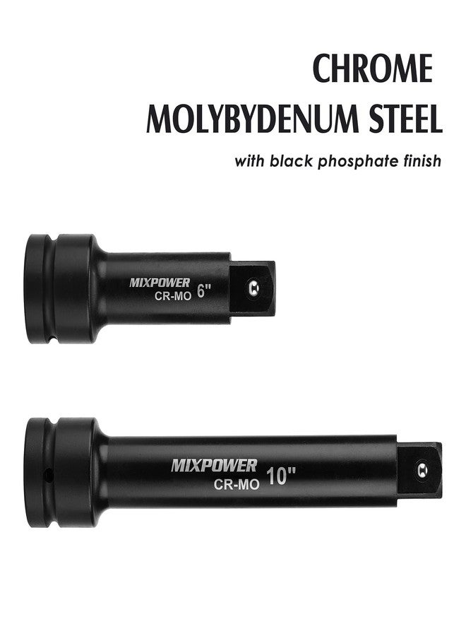 MIXPOWER 1" Drive by 6", 10" Impact Socket Extension Bar, Chrome Molybdenum Steel, 6", 10" ext. bar. - Image 2