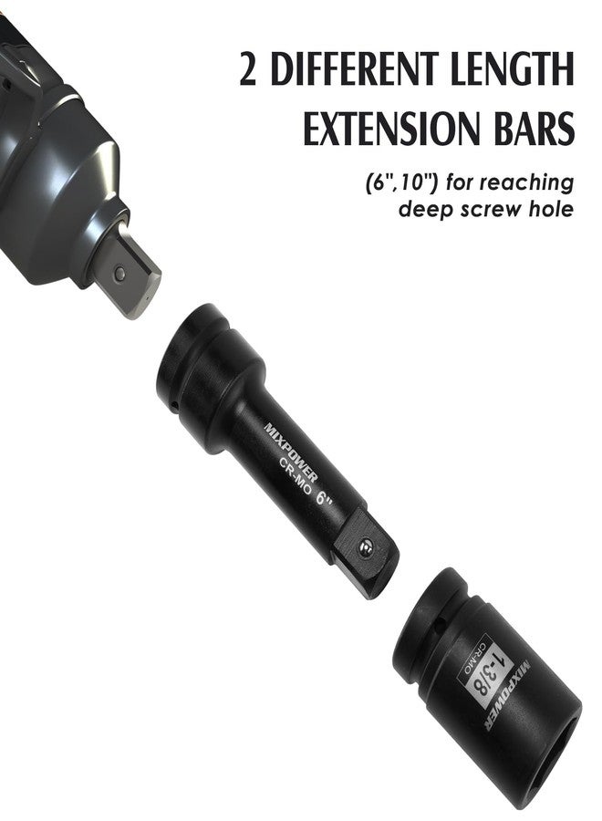 MIXPOWER 1" Drive by 6", 10" Impact Socket Extension Bar, Chrome Molybdenum Steel, 6", 10" ext. bar. - Image 5