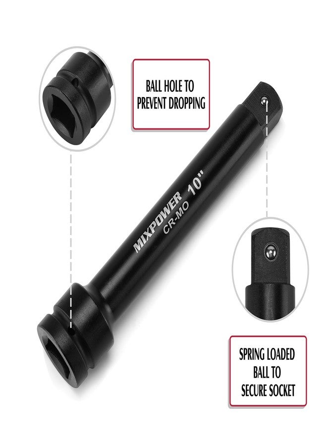 MIXPOWER 1" Drive by 6", 10" Impact Socket Extension Bar, Chrome Molybdenum Steel, 6", 10" ext. bar. - Image 4