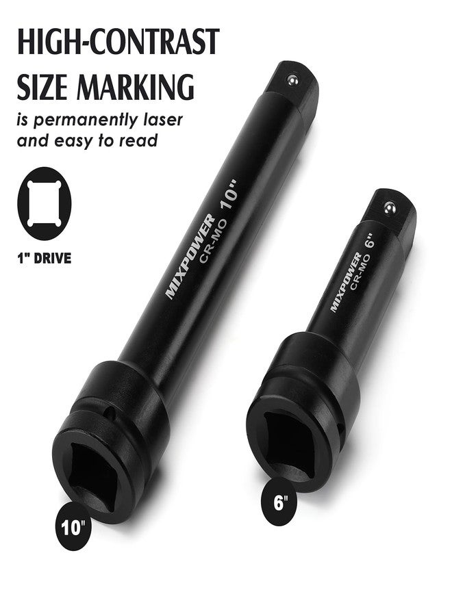 MIXPOWER 1" Drive by 6", 10" Impact Socket Extension Bar, Chrome Molybdenum Steel, 6", 10" ext. bar. - Image 3