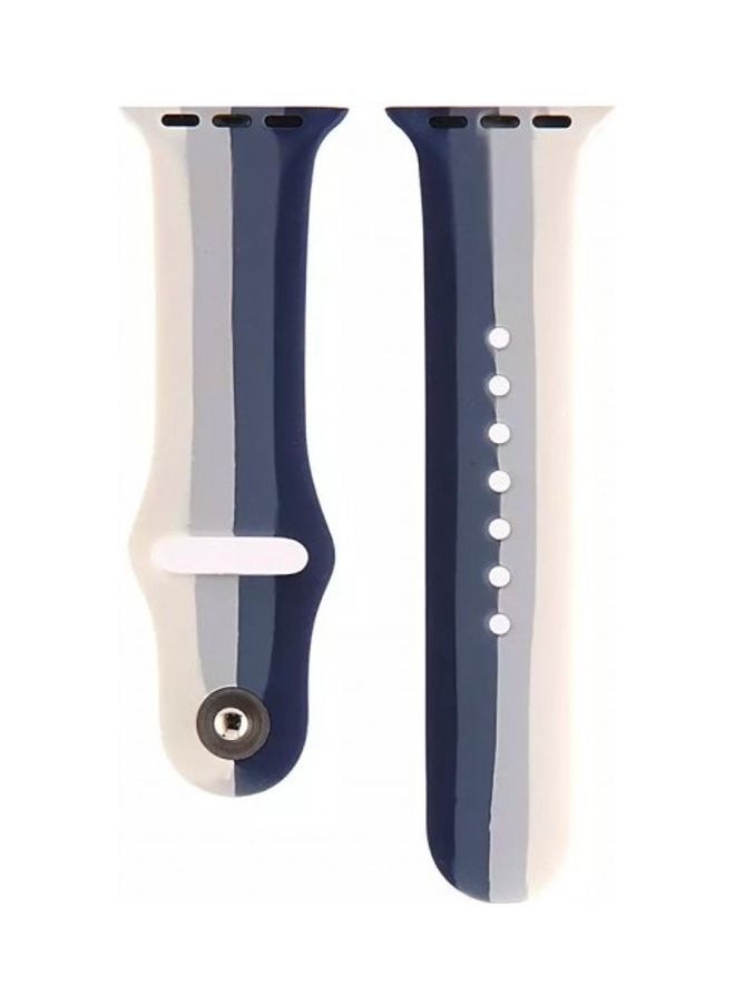 NIBEMINENT - Silicone Band for Apple Watch Series 6 Blue/White - Image 1