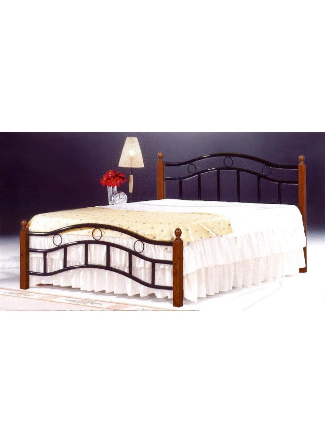 ALWASIT HOME Wooden Steel Double Size Bed Cherry Brown Legs -120 x 190 cm SH-5888 double  - Image 1