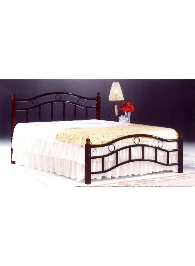 ALWASIT HOME Wooden Steel Double Size Bed Cherry Brown Legs -120 x 190 cm SH-5888 double  - Image 2