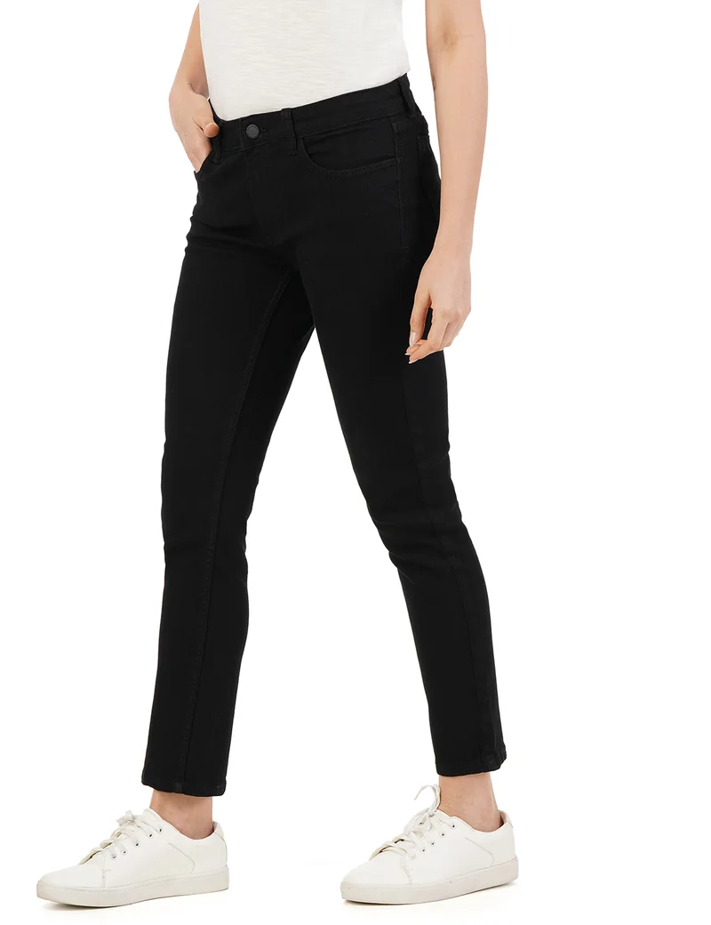 inkd Women's  Straight Fit Jeans - Mid-Rise | Cotton Blend | Stretchable Fabric | Classic 5 Pocket Styling
