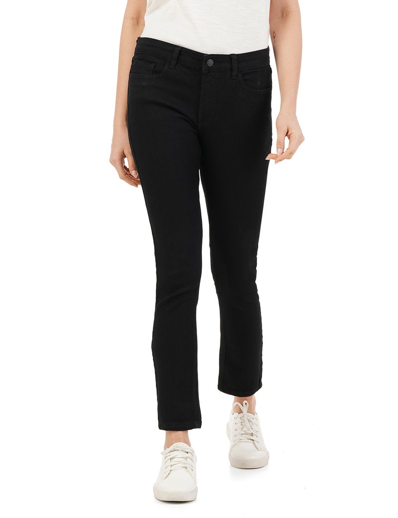 inkd Women's  Straight Fit Jeans - Mid-Rise | Cotton Blend | Stretchable Fabric | Classic 5 Pocket Styling - Image 1