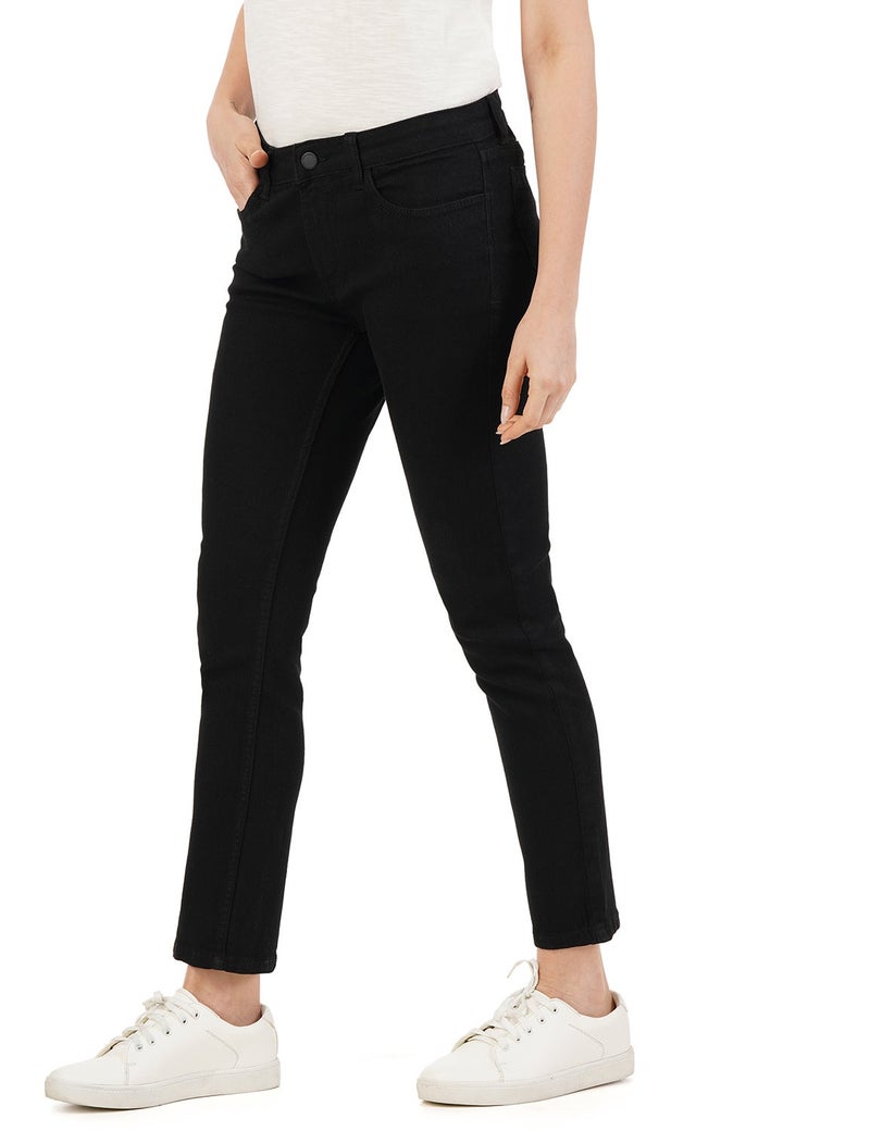 inkd Women's  Straight Fit Jeans - Mid-Rise | Cotton Blend | Stretchable Fabric | Classic 5 Pocket Styling - Image 4