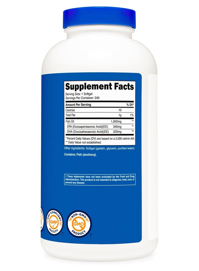Nutricost Nutricost Fish Oil Omega 3 Softgels with EPA & DHA (1000mg of Fish Oil, 560mg of Omega-3), 240 Softgels, Non-GMO, Gluten Free  - Image 2