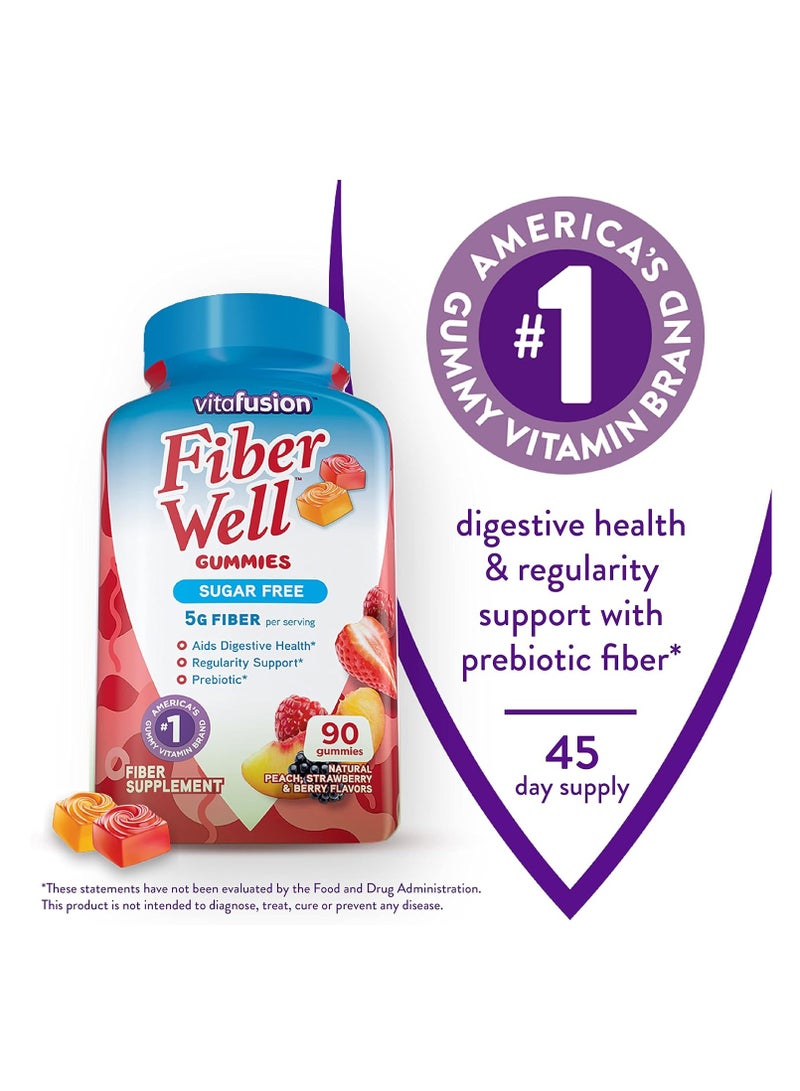 Vitafusion مكملات الألياف الخالية من السكر بنكهة الخوخ والفراولة والتوت الأسود 90 حبة - Image 2