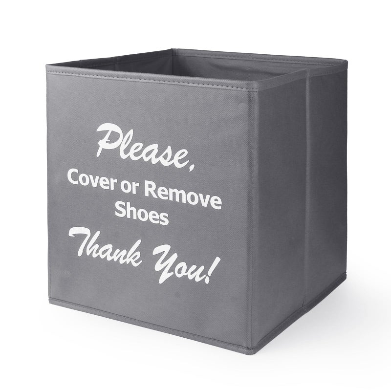 Opret Large Shoe Cover Box Grey, Real Estate Agent Supplies, Disposable Shoe Cover Dispenser Box for Open House, Please Cover or Remove Shoes, Foldable Storage Bin for Bootie - Image 1