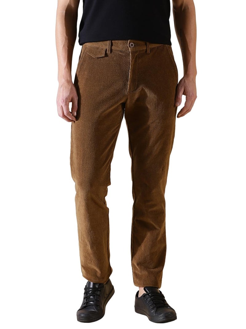 Thomas Scott Men Smart Slim Fit Easy Wash Corduroy Chino Pants (Brown, 38) - Image 5