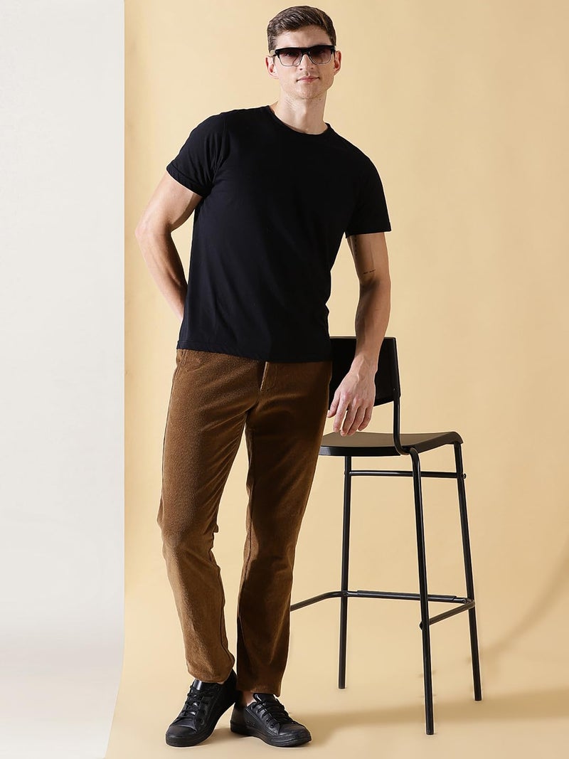 Thomas Scott Men Smart Slim Fit Easy Wash Corduroy Chino Pants (Brown, 38) - Image 3