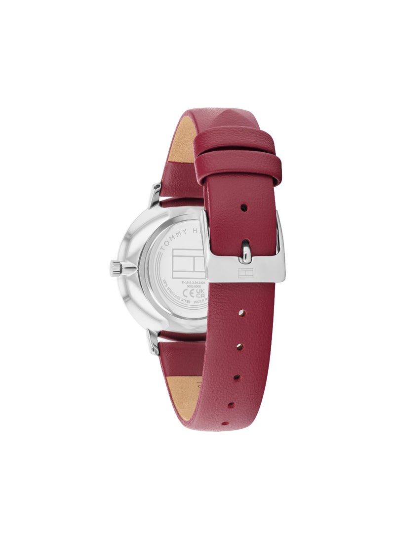 TOMMY HILFIGER ساعة يد نسائية فضية بيضاء ذات هيكل دائري - 1782763 - Image 2