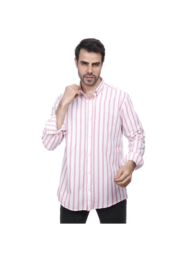 كوب قميص كتان بأزرار وخطوط عمودية - Image 1