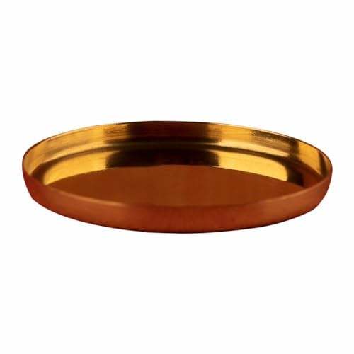 P-TAL Handcrafted Pure Brass Coasters Set of 4 – Plain Golden Finish | Traditional Tableware | 3.54 Inch Round Drink Coasters - Image 3