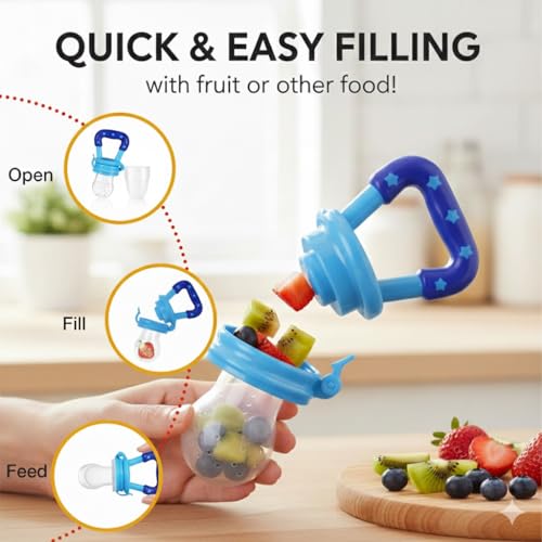 Safe-O-Kid Baby Fruit Nibbler/Pacifier - BPA-Free, 100% Pure Silicone, Teether for Baby | Soft Pacifier & Teether for Infants - Assorted - Image 3