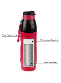 Cello Puro Steel-X Lexus Insulated  Water Bottle, Drinking water bottles suitable for gym, office, school, and travel 600ml,Stainless Steel, Red  - Image 3