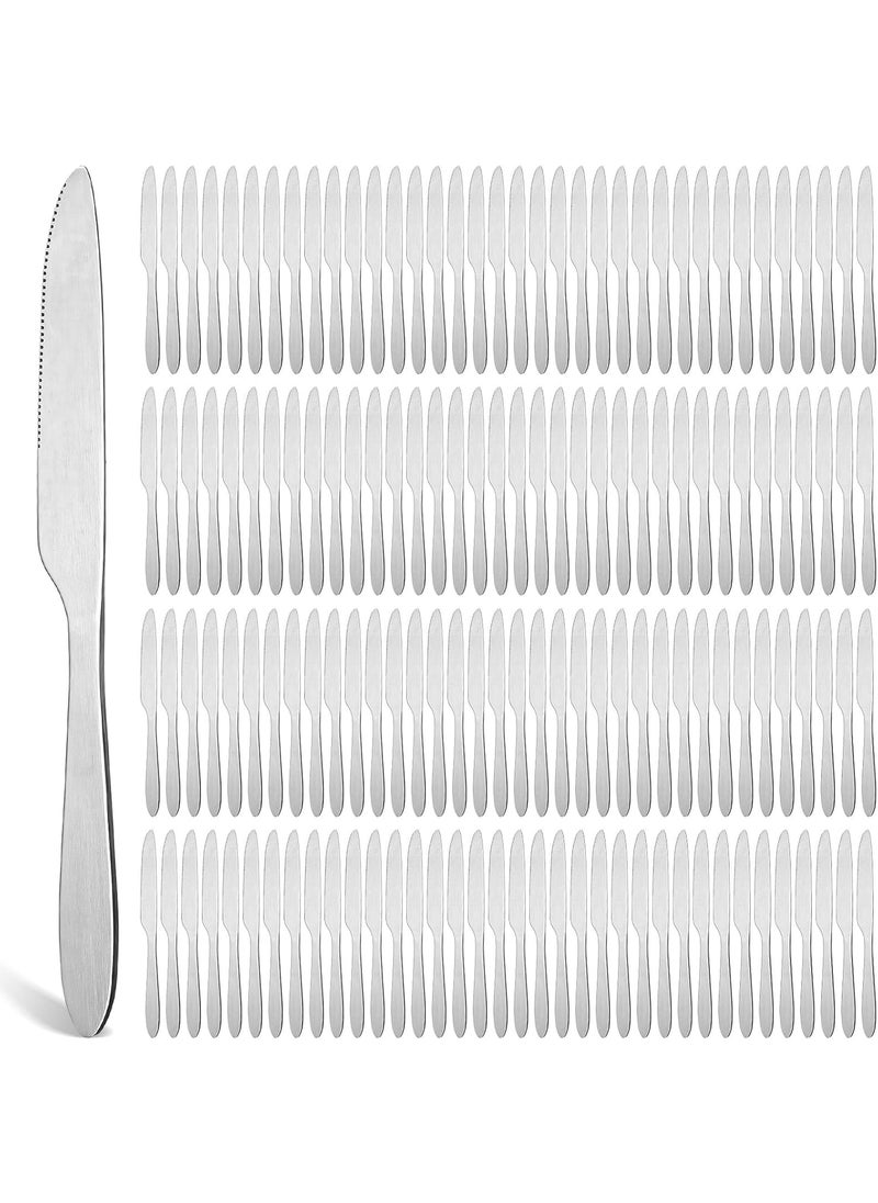 Nuenen Nuenen 200 Pcs Dinner Knives Set 84 Inches Serrated Table Knives Durable Stainless Steel Butter Steak Silverware Bulk for Home Restaurant Kitchen Dishwasher Safe and Mirror Polished  - Image 1