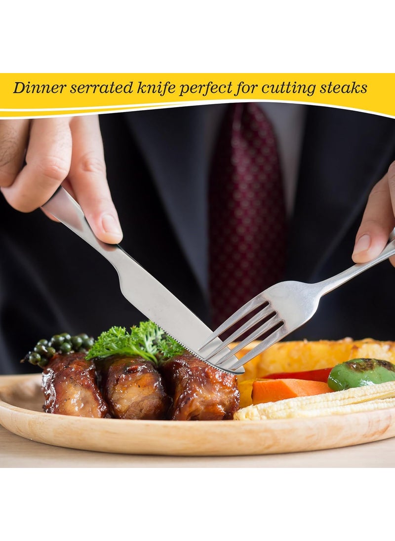 Nuenen Nuenen 200 Pcs Dinner Knives Set 84 Inches Serrated Table Knives Durable Stainless Steel Butter Steak Silverware Bulk for Home Restaurant Kitchen Dishwasher Safe and Mirror Polished  - Image 4