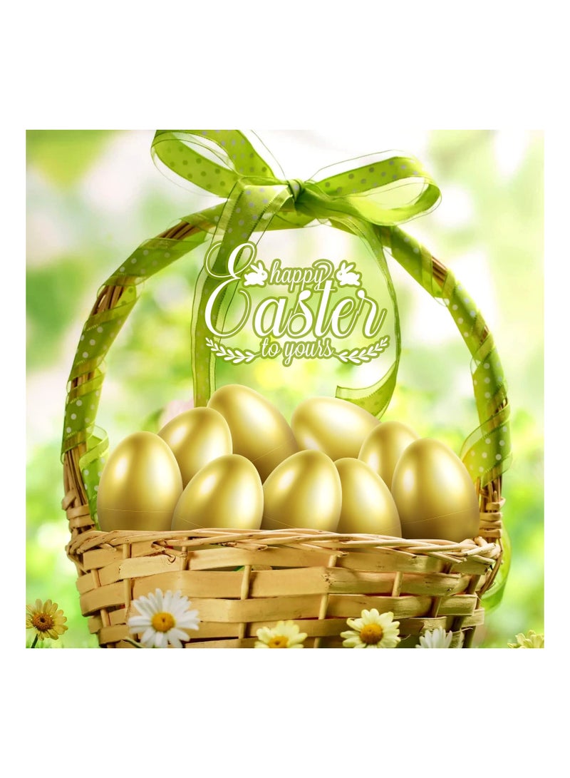 SOLARAE 24 قطعة من البيض المعدني الذهبي بيض بلاستيكي فارغ مثالي لصيد بيض عيد الفصح مفاجأة بيض عيد الفصح حفلة تيم فافور صيد سلة الحلوى - Image 3