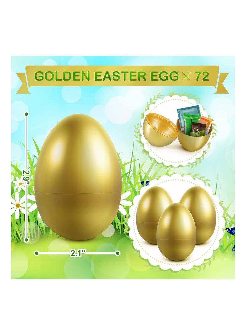 SOLARAE 24 قطعة من البيض المعدني الذهبي بيض بلاستيكي فارغ مثالي لصيد بيض عيد الفصح مفاجأة بيض عيد الفصح حفلة تيم فافور صيد سلة الحلوى - Image 5