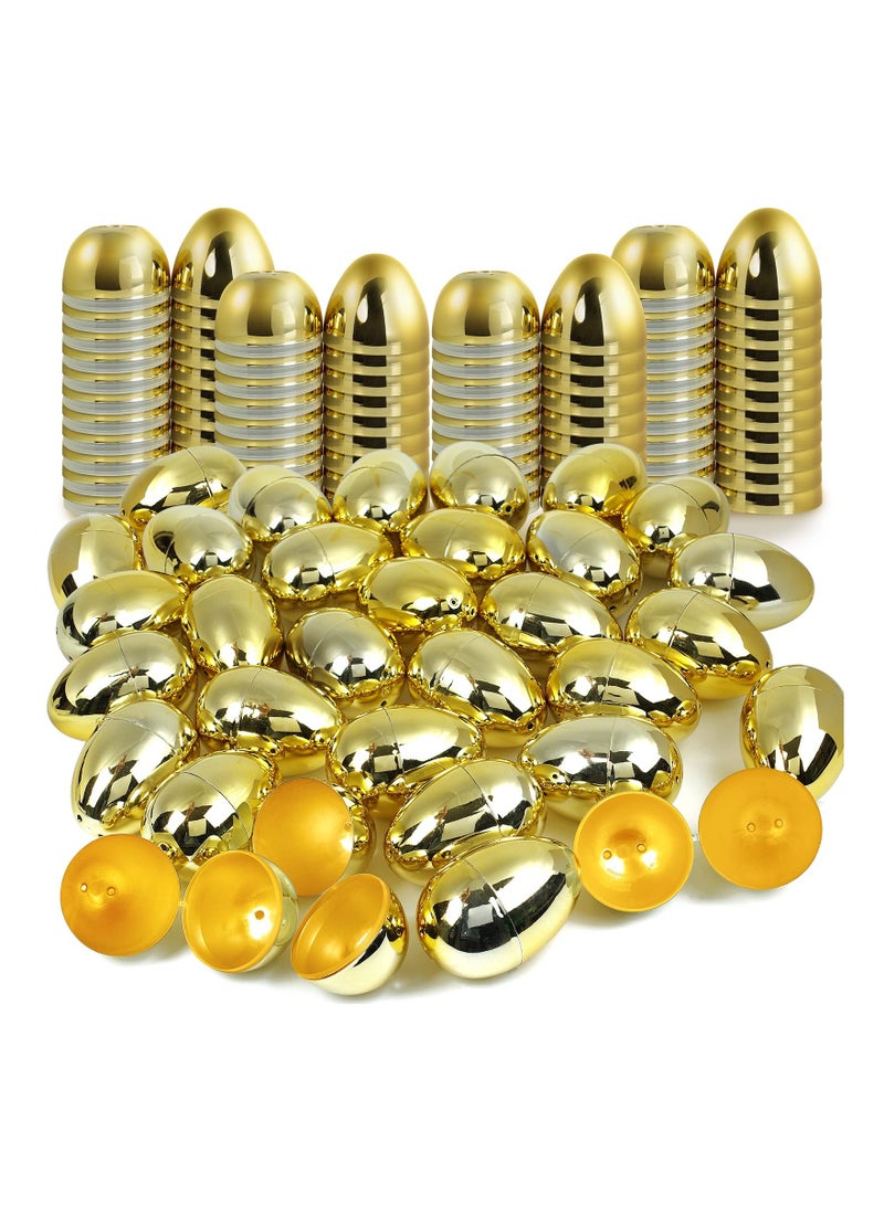 SOLARAE 24 قطعة من البيض المعدني الذهبي بيض بلاستيكي فارغ مثالي لصيد بيض عيد الفصح مفاجأة بيض عيد الفصح حفلة تيم فافور صيد سلة الحلوى - Image 1