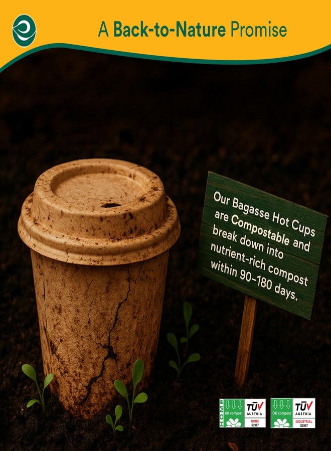 ECO SOUL 100 Pack 16 oz Disposable Coffee Cups with Lids Eco-Friendly, Biodegradable, Compostable, Leak-free & Sturdy To Go Hot Drink Cup for Tea, Chocolate Party Travel Cafe Office & Home - Image 4