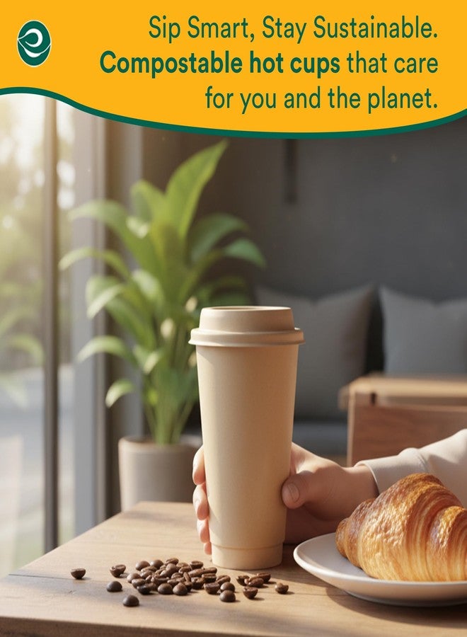 ECO SOUL 100 Pack 16 oz Disposable Coffee Cups with Lids Eco-Friendly, Biodegradable, Compostable, Leak-free & Sturdy To Go Hot Drink Cup for Tea, Chocolate Party Travel Cafe Office & Home - Image 5